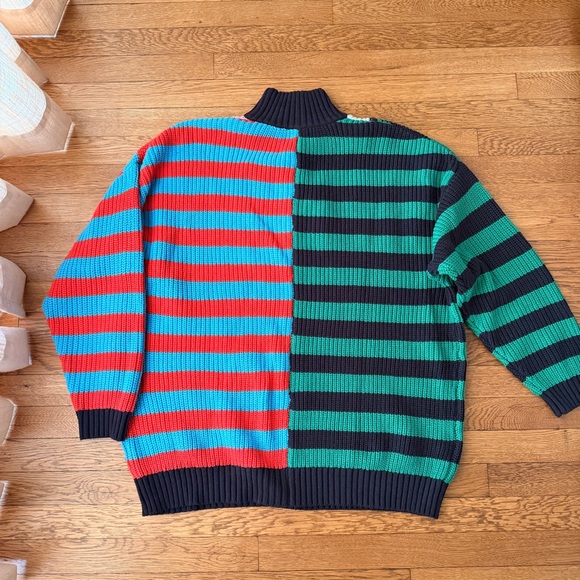 STAUD Colorblock Striped Half-Zip Sweater - Black, Green, Red, Blue - Picture 5 of 5